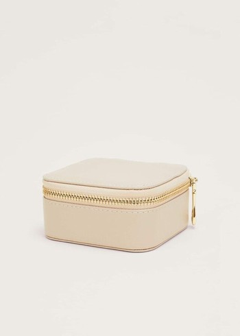 Phase Eight Small Leather Box Jewellery Cream Australia | FV5918037